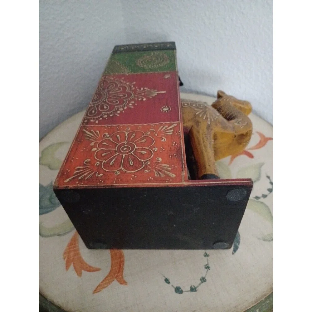 Camel handmade and painted wooden wine bottle holder CIRCA 1980s